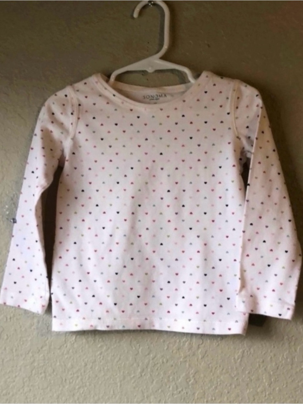 Sonoma Shirt Girls Kids Vintage Y2K White Polka Dot Long Sleeve Shirt Top Sz 4T